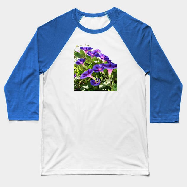 Purple Morning Glory Climbing Plant Vector Art Cut Out Baseball T-Shirt by taiche